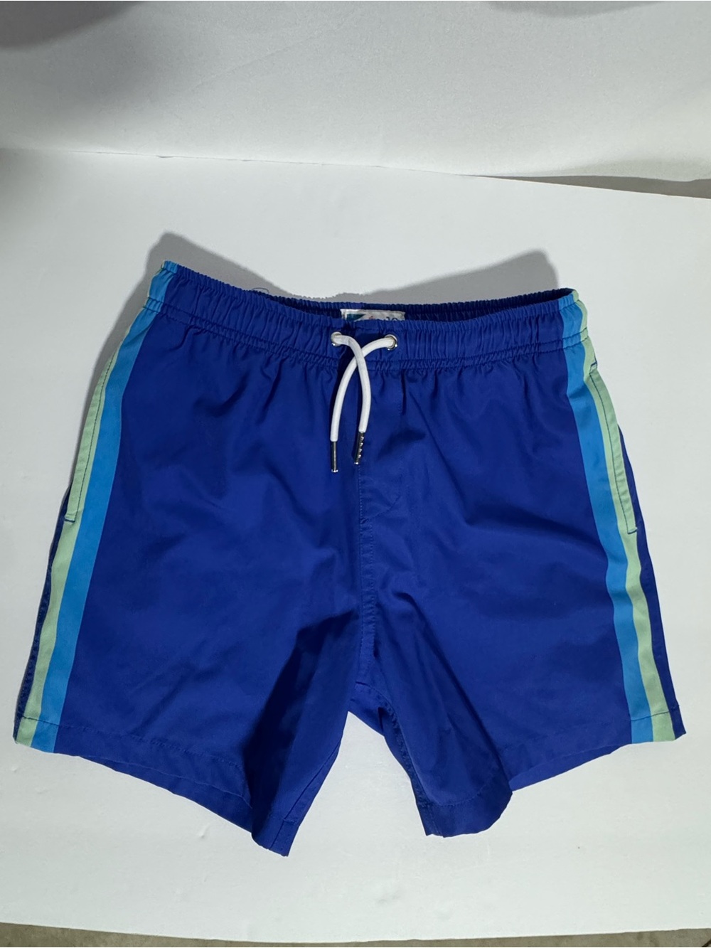 Bermies Royal Blue Stripe Swim Trunks with Side Bands Boys Size 12